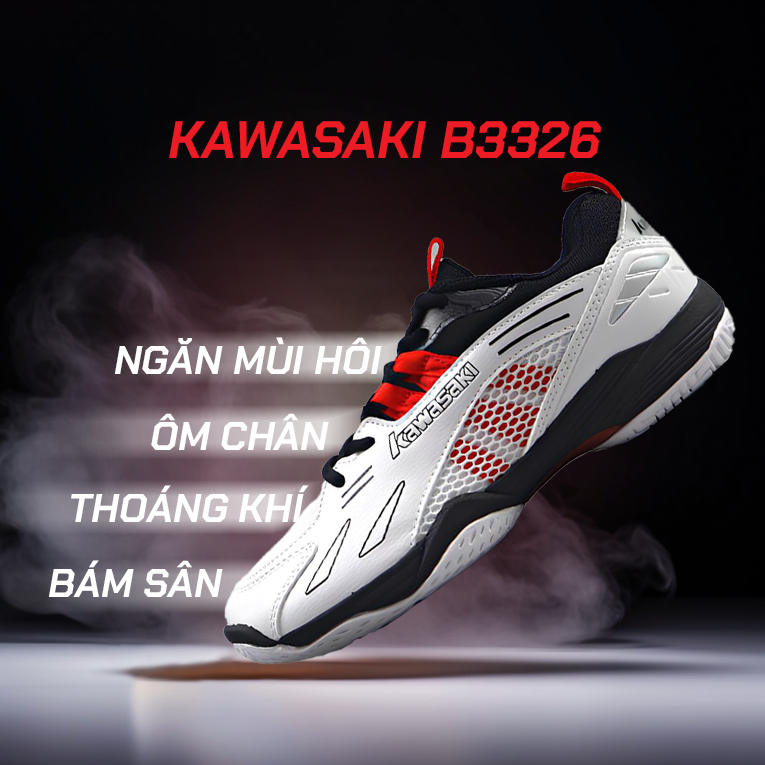 Giày Cầu Lông Kawasaki B3326 Trắng Xanh Chính Hãng - Khô Thoáng